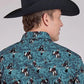 Roper 2627 Brushstroke Cowboys Print (Blue) - Men's Western Shirt