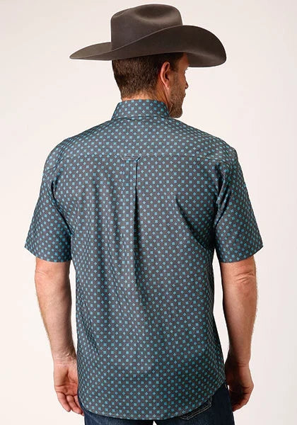 Roper 1451 Cottage Foulard (Blue) - Men's Short Sleeve Shirt