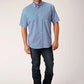 Roper 1460 Stretch Diamond Star (Blue) - Men's Short Sleeve Shirt