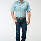 Roper 1944 Stretch Paisley (Blue) - Men's Short Sleeve Shirt