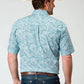Roper 1944 Stretch Paisley (Blue) - Men's Short Sleeve Shirt