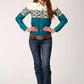 Roper 1677 Sawtooth Border (Blue) - Women's Western Shirt