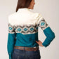 Roper 1677 Sawtooth Border (Blue) - Women's Western Shirt