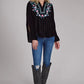 Roper 2335 Poly Velvet (Black) - Women's Western Blouse