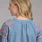 Roper 2435 Denim V-Neck (Blue) - Women's Western Blouse
