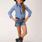 Roper Blue Thistle (Blue) - Girl's Western Snap Shirts