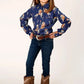 Roper Cowboy Toils (Blue) - Girl's Western Snap Shirt