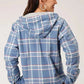 Roper Thermal Flannel Hoodie (Blue) - Women's Flannel Button Down Hoodie Sweatshirt