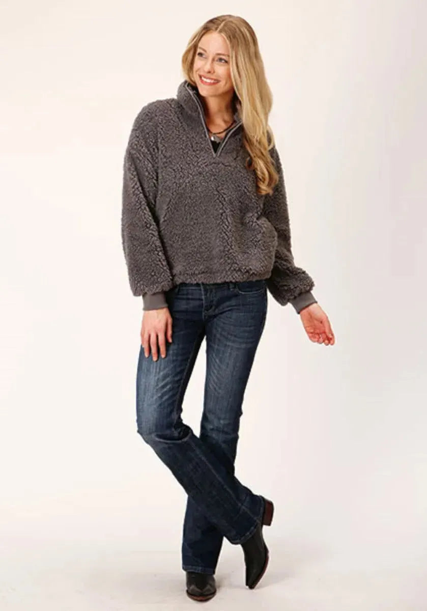 Sudadera de felpa polar corta Roper (Gris) - Sudadera polar para mujer