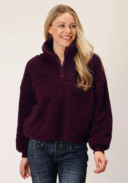 Jersey Polar Cropped Roper (Burdeos) - Jersey de forro polar para mujer
