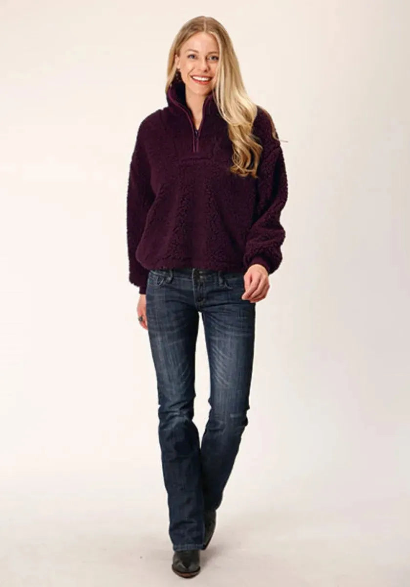 Jersey Polar Cropped Roper (Burdeos) - Jersey de forro polar para mujer