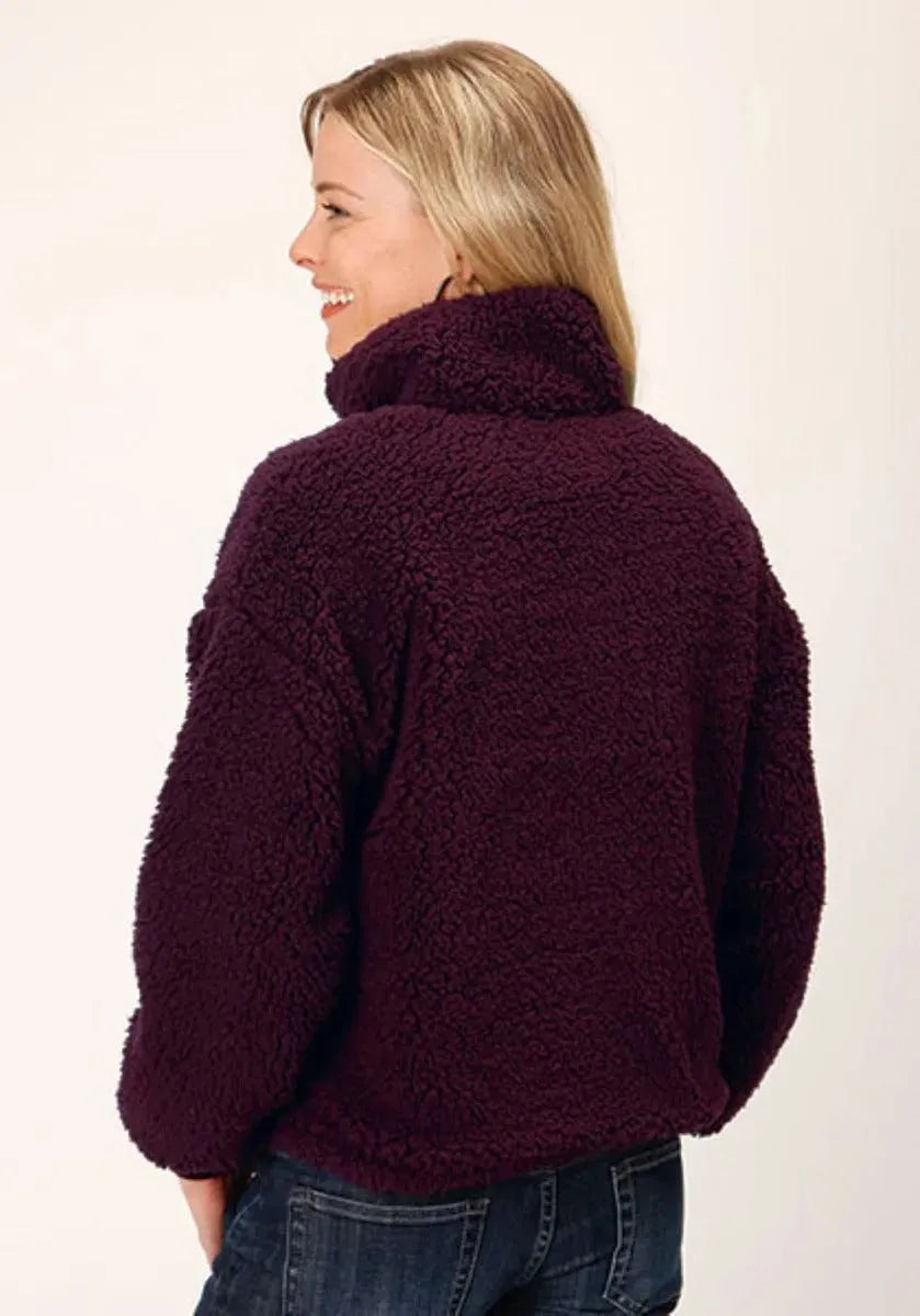Jersey Polar Cropped Roper (Burdeos) - Jersey de forro polar para mujer