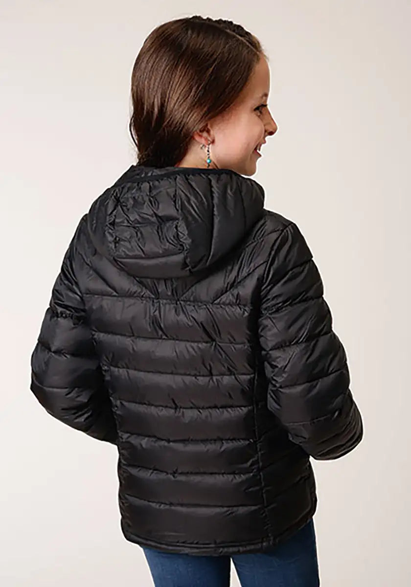 Chaqueta de plumón ligera con capucha para niña Roper (negra) - Chaqueta para niños