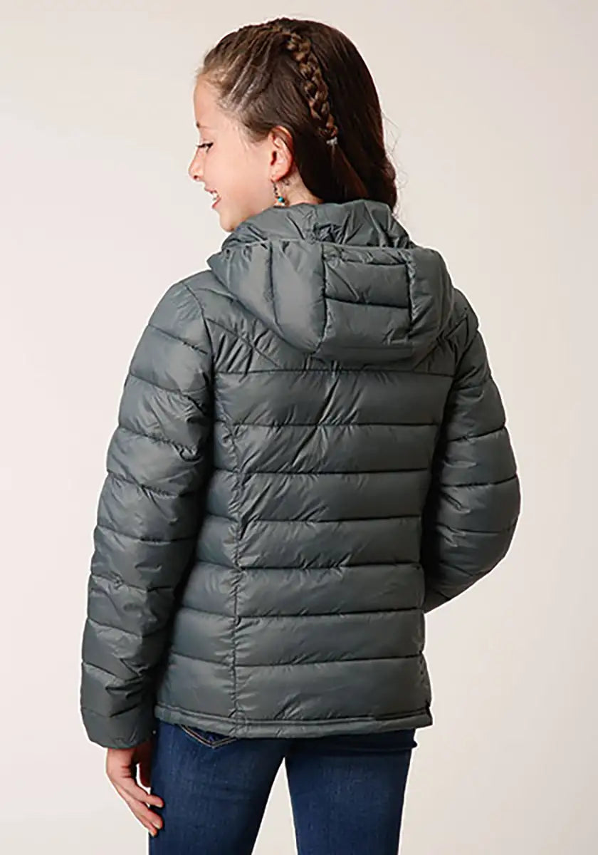 Chaqueta acolchada ligera con capucha Roper para niña (color salvia) - Chaqueta para niños
