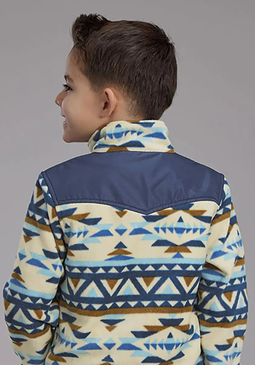 Jersey de microfelpa con estampado azteca Roper para niño (crema/azul marino) - Chaqueta para niños