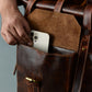 Brown Saddleback Backpack- Roll Top