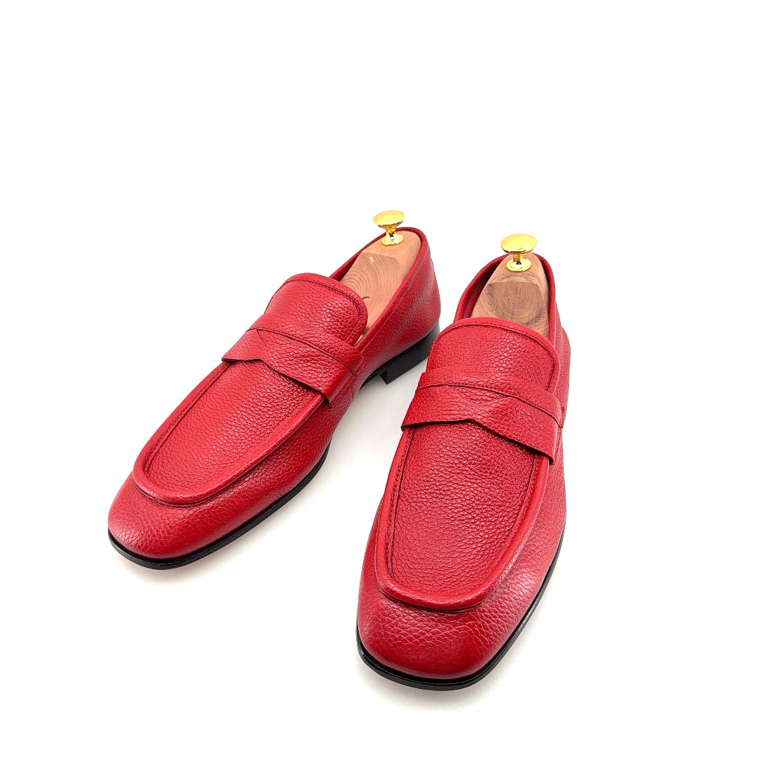 Mocasín Penny de piel de ciervo C Collection - Rojo