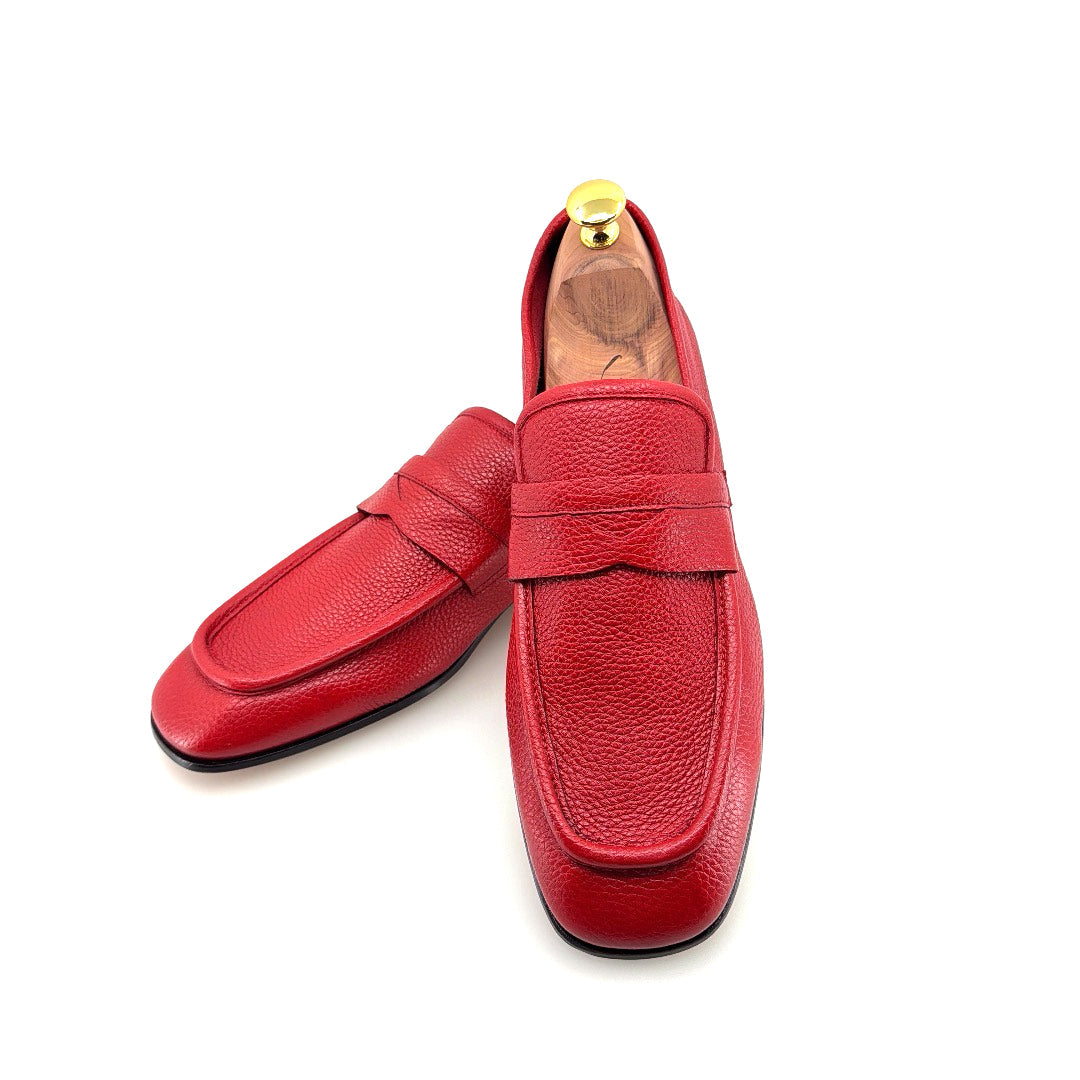 Mocasín Penny de piel de ciervo C Collection - Rojo