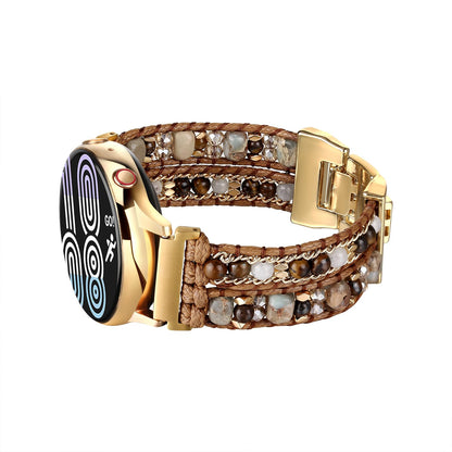 CHARMINGO Correa de reloj bohemia con cuentas de 20 mm compatible con Samsung Galaxy Watch 7/6/4/5/Active 2 de 40 mm 44 mm/Galaxy Watch 5 Pro de 45 mm/Watch 3 de 41 mm/Watch 4 Classic de 42 mm 46 mm Pulsera con cuentas marrones para mujeres y hombres