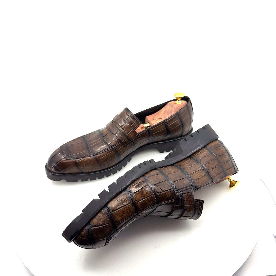 Maurice Carolina Custom Made Alligator Loafer - Brown