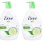 Dove Go Fresh Nourishing Body Wash Cucumber and Green - 33.8 Fl Oz / 1L x 2 Pack
