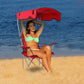 Foldable Beach Canopy Chair Sun Protection Camping Lawn Canopy Chair 330LBS Load Folding Seat w/ Cup Holder For Beach Poolside Travel Picnic