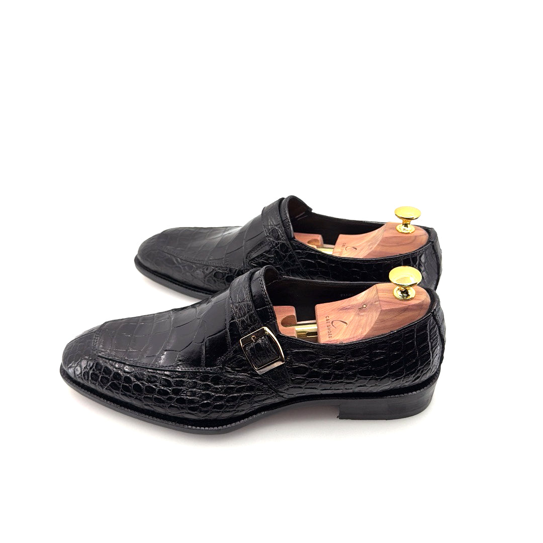 Maurice Sargeant Alligator Monkstrap - Black