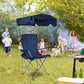 Foldable Beach Canopy Chair Sun Protection Camping Lawn Canopy Chair 330LBS Load Folding Seat w/ Cup Holder For Beach Poolside Travel Picnic