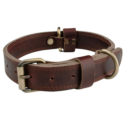 Collar de cuero para perro Boston Leather Goods, collar resistente para perros pequeños, medianos o grandes (mediano (14-18 pulgadas) 1 pulgada de ancho)