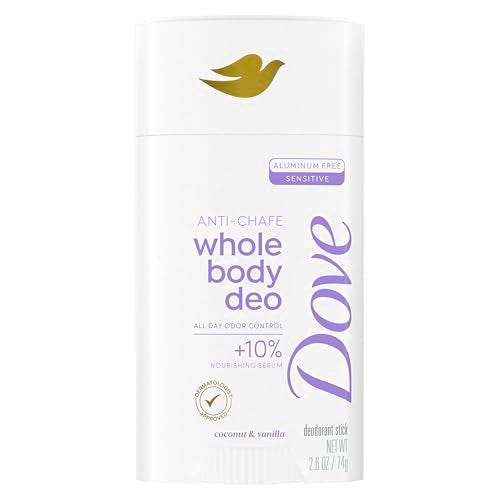 Dove Desodorante en Barra Sin Aluminio para Todo el Cuerpo Anti-Rozaduras Coco & Vainilla para Control de Olor por 72h 74g