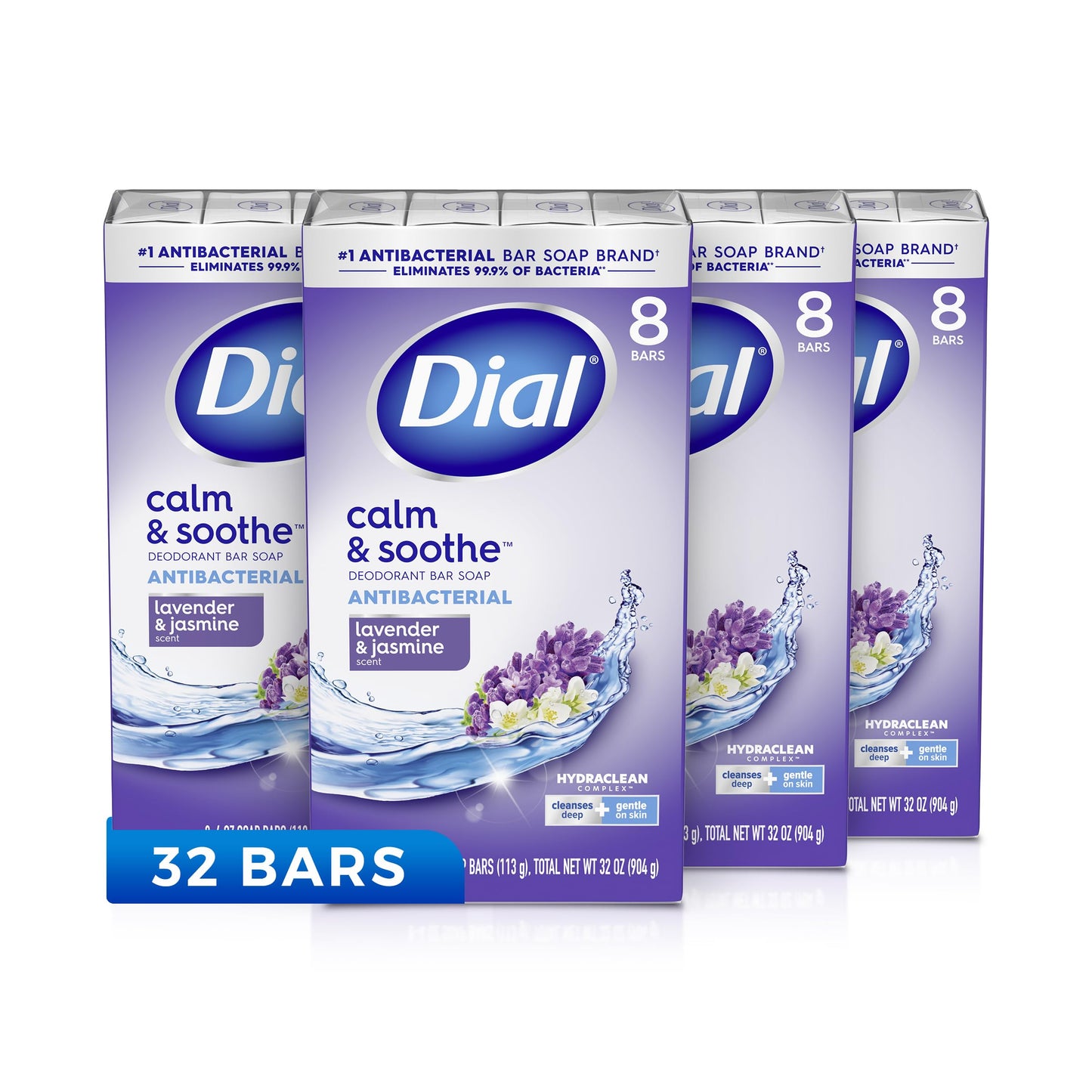 Dial Complete Antibacterial Jabón en Barra Desodorante con Aroma a Lavanda y Jazmín del Crepúsculo 4 oz 8 barras (paquete de 4)