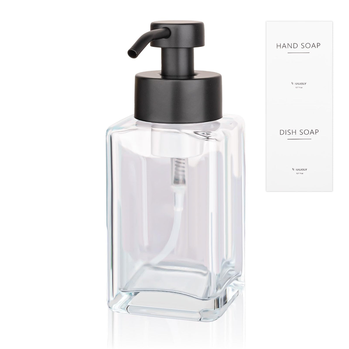 Dosificador de Jabón Espumoso con Bomba de Acero Inoxidable, Botellas de Jabón Líquido para Lavavajillas de Vidrio Recargables de 12 oz para Baño, Fregadero de Cocina, Decoración del Hogar