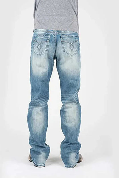Jeans Tin Haul Regular Joe con costura de diamante gris (lavado claro) - Corte de bota para hombre (Liquidación)
