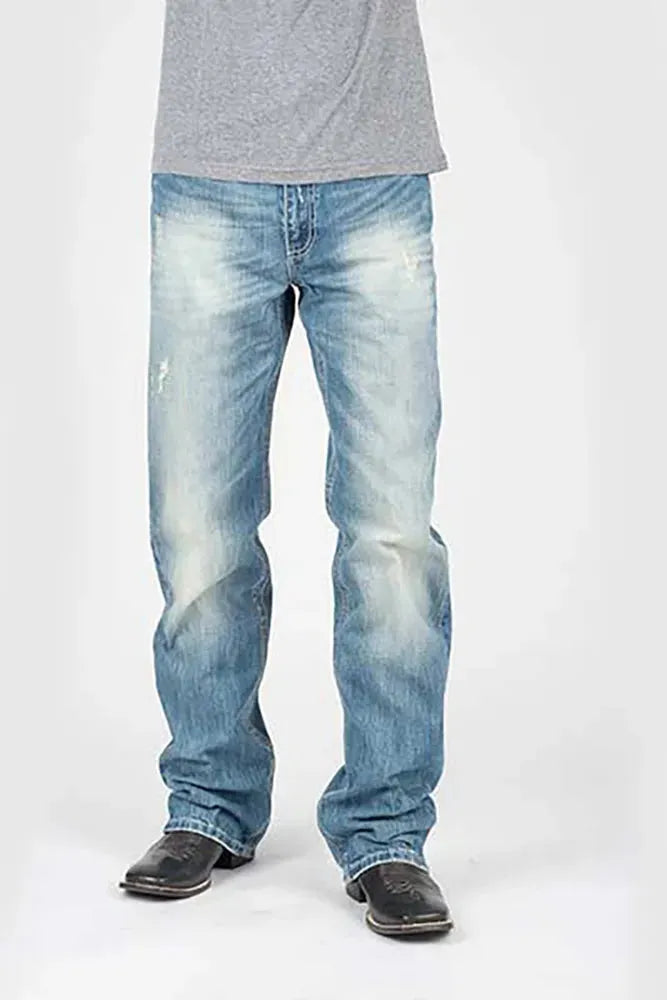Jeans Tin Haul Regular Joe con costura de diamante gris (lavado claro) - Corte de bota para hombre (Liquidación)