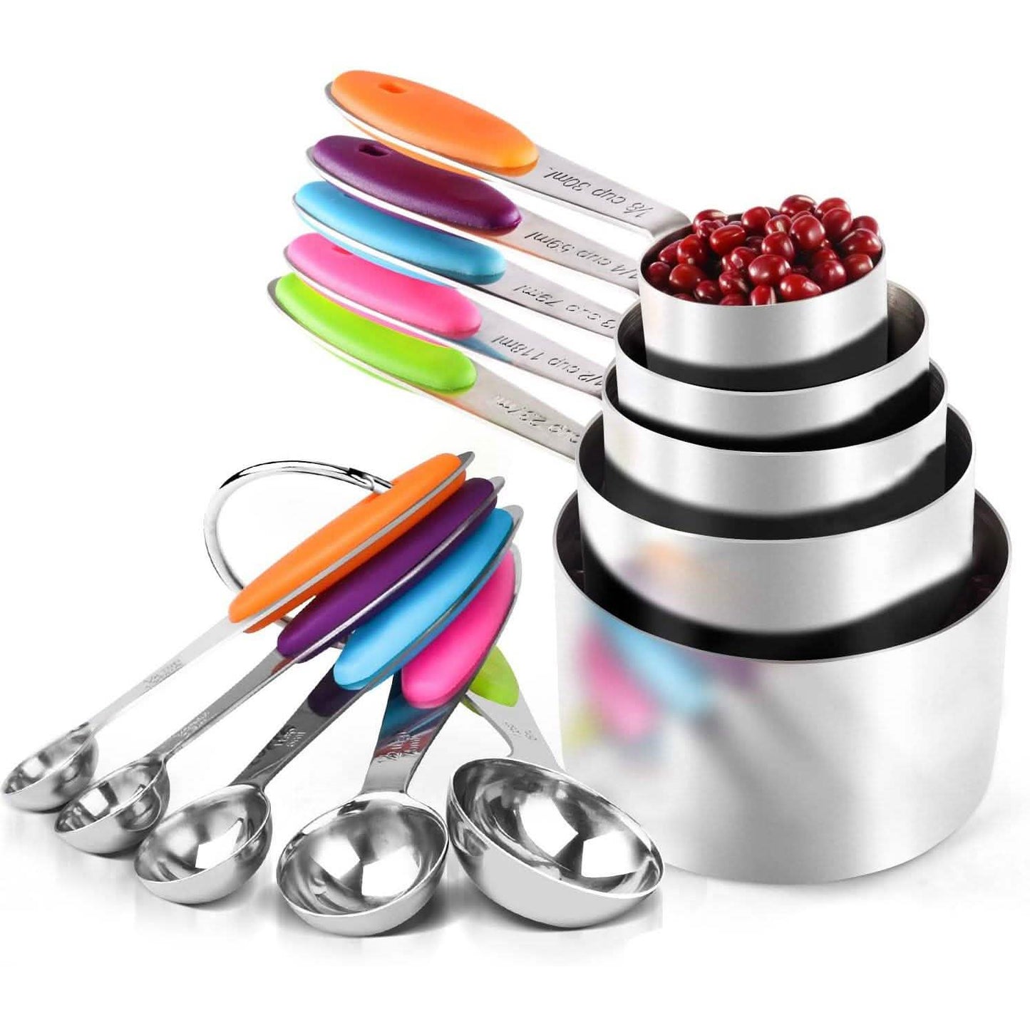 Juego de 10 tazas y cucharas medidoras