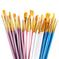10-Pieces: Artist Paintbrush Nylon Round Pointed Flat Head Set