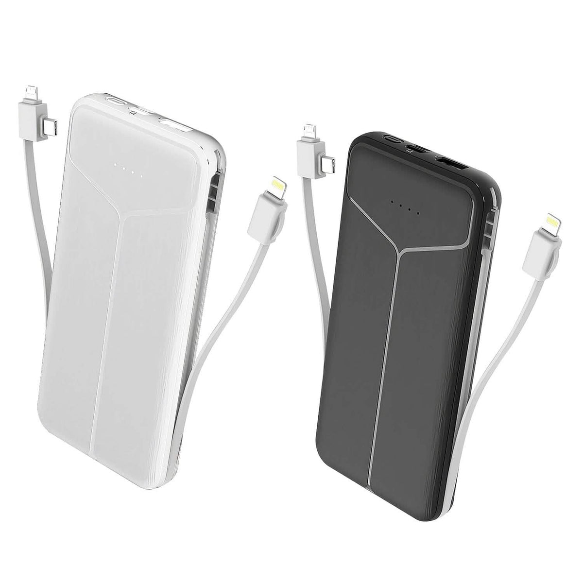 Batería externa de 10000mAh con enchufe estadounidense, 2 cables integrados