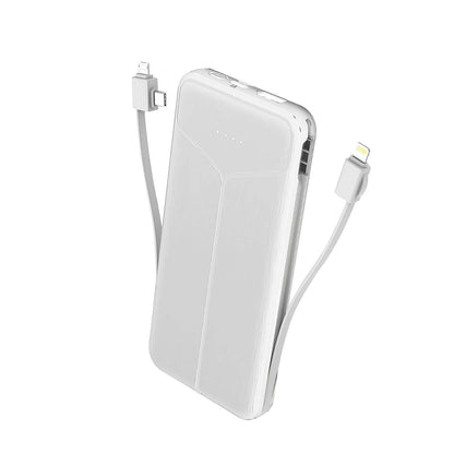 Batería externa de 10000mAh con enchufe estadounidense, 2 cables integrados