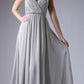 Cinderella Divine 1001 Ruched V-Neck A-line Long Chiffon Dress