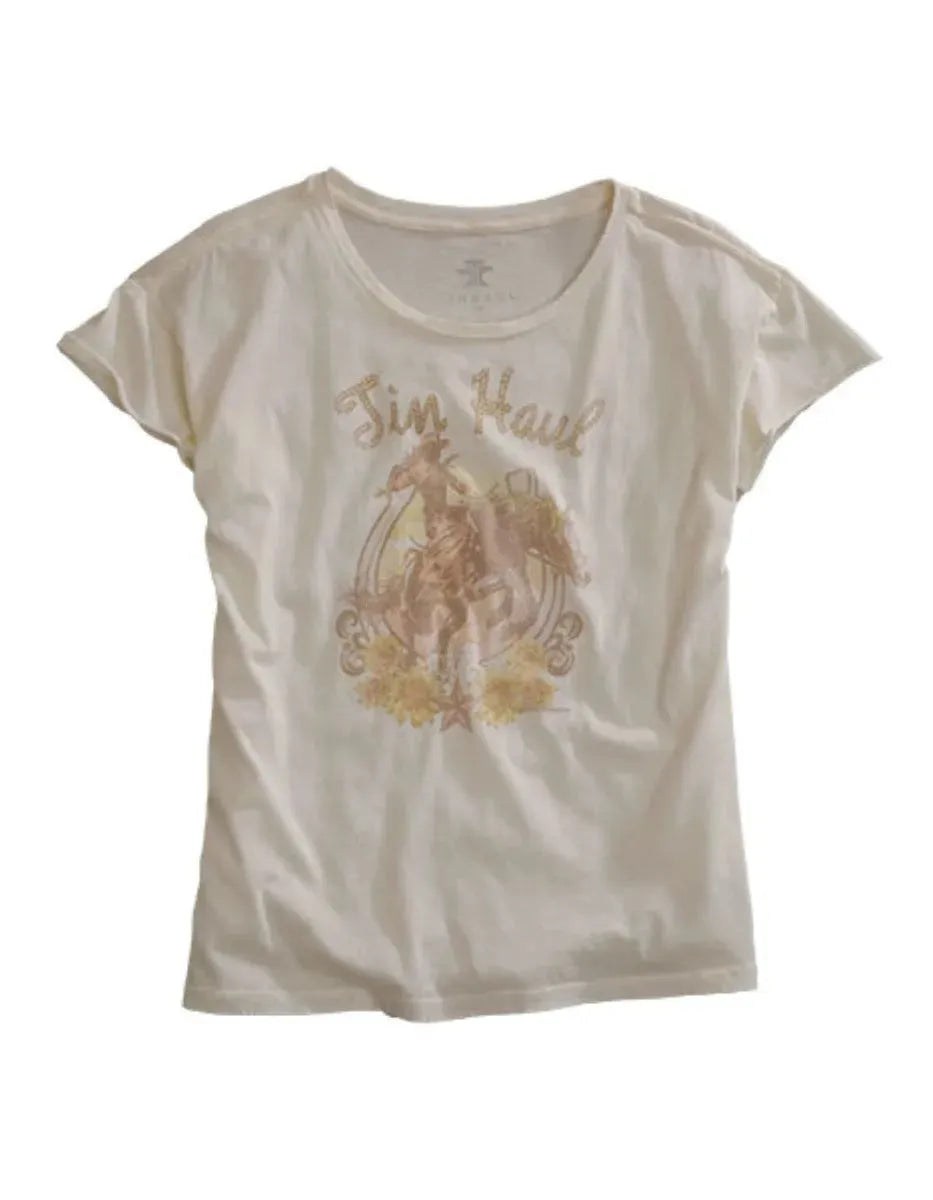Tin Haul Buckin Cowgirl (Blanco) - Camiseta de Mujer