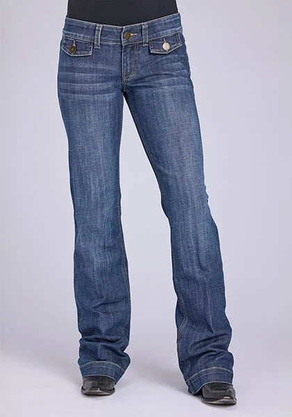 Tin Haul 280 Rosie Fit Flap Pockets (lavado medio) - Jeans acampanados de mujer