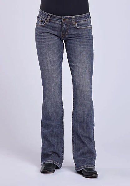 Tin Haul 280 Rosie Fit Long Horn Deco (lavado medio) - Vaqueros de corte de bota para mujer