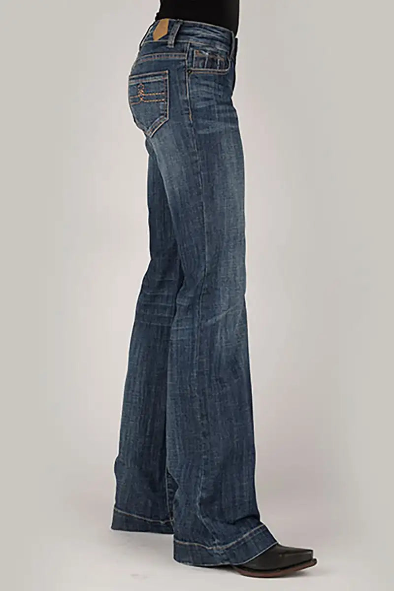 Tin Haul 460 Ella Fit Doble Bucle Dorado Bolsillo ( Mezclilla Oscura ) - Jeans de Mujer