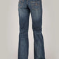 Tin Haul 460 Ella Fit Doble Bucle Dorado Bolsillo ( Mezclilla Oscura ) - Jeans de Mujer