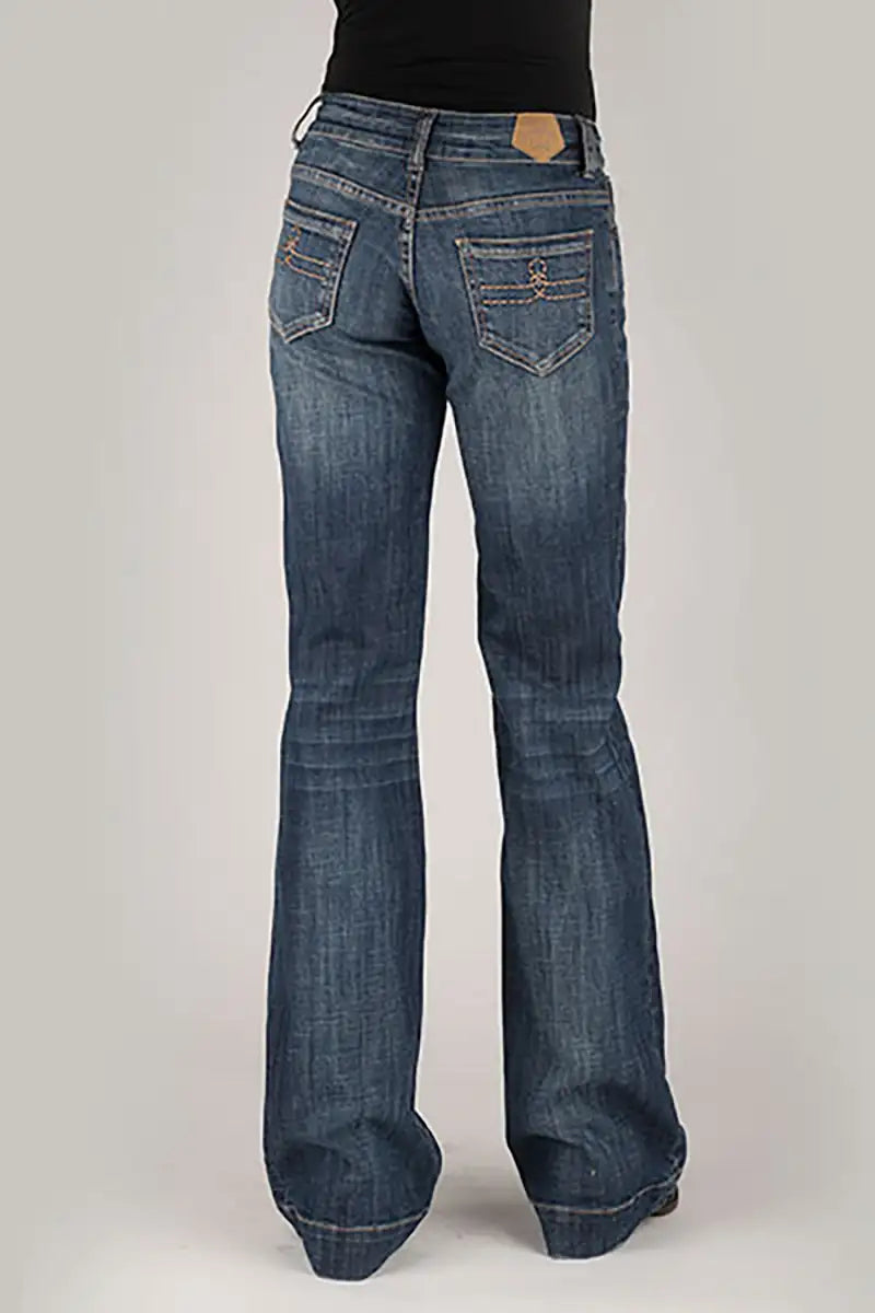 Tin Haul 460 Ella Fit Doble Bucle Dorado Bolsillo ( Mezclilla Oscura ) - Jeans de Mujer