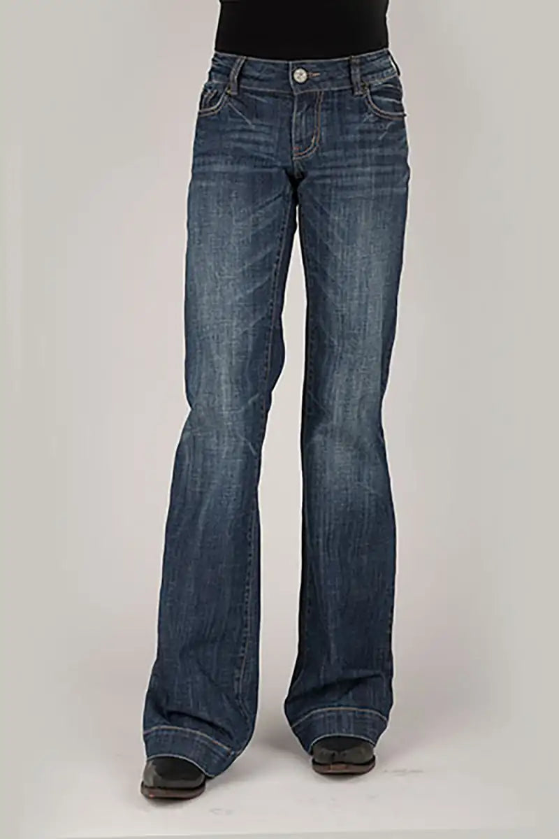 Tin Haul 460 Ella Fit Doble Bucle Dorado Bolsillo ( Mezclilla Oscura ) - Jeans de Mujer