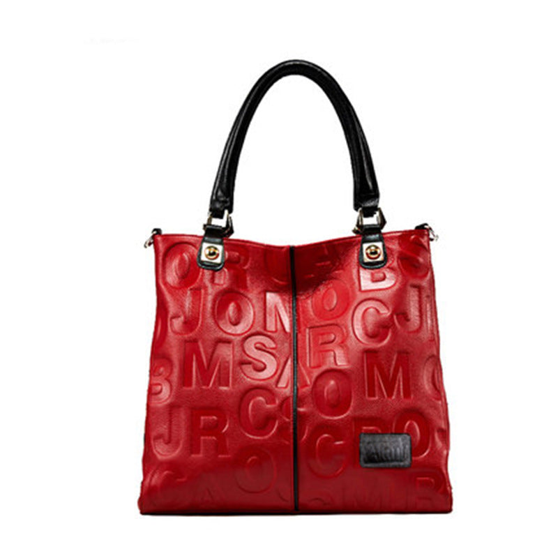 Women's Fan Genuine Leather Big Cattlehide Fashion Shoulder Bags