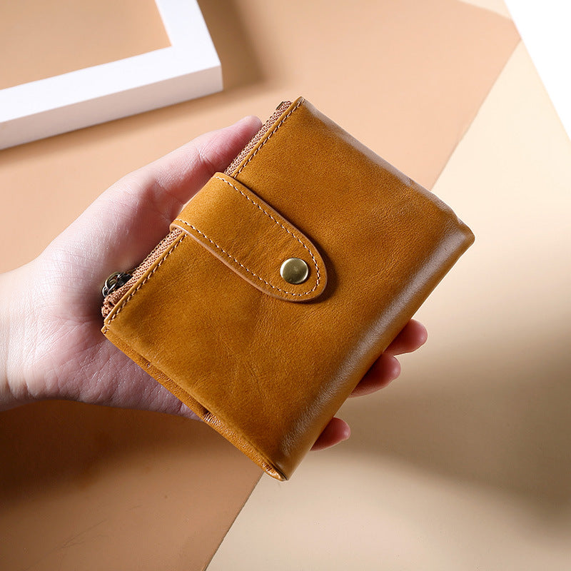 Men's Slots Oil Waxed Vintage Short Clutch Men's Wallets