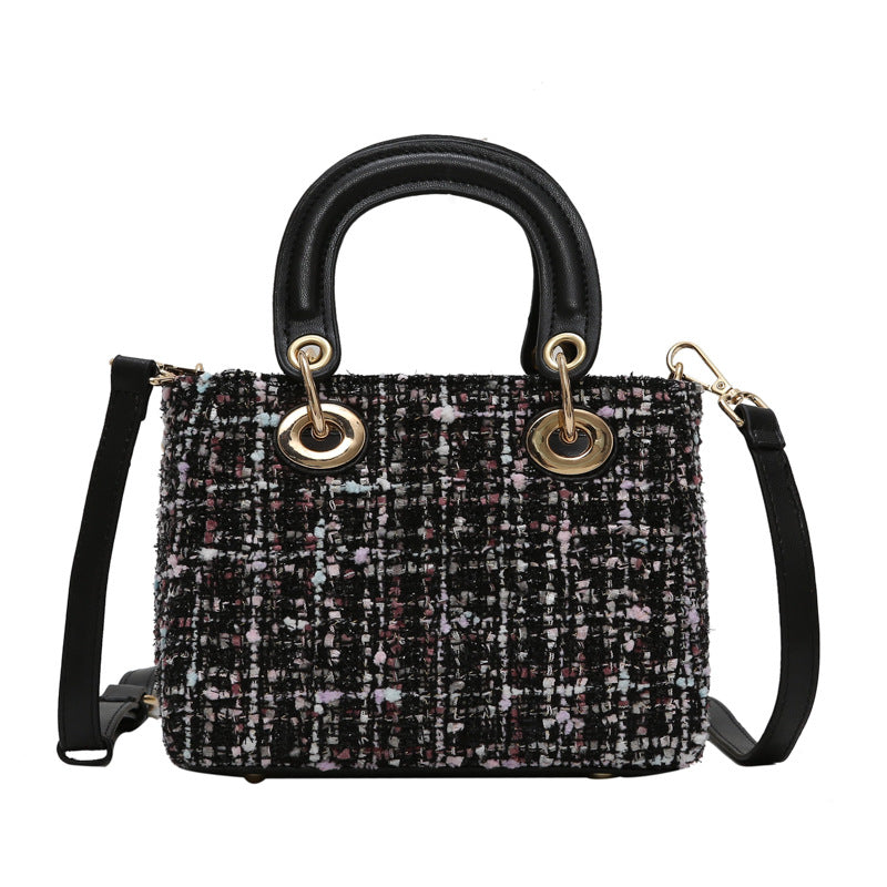 Women's Korean Fashion Portable Diana Woolen Crossbody Bags