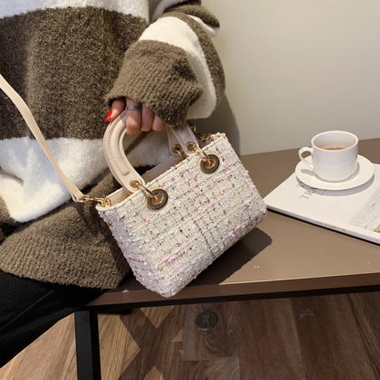 Women's Korean Fashion Portable Diana Woolen Crossbody Bags